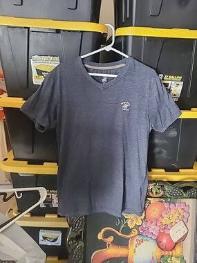 Beverly Hills Polo Club Men's V-Neck Short Sleeve Shirt - Navy Blue